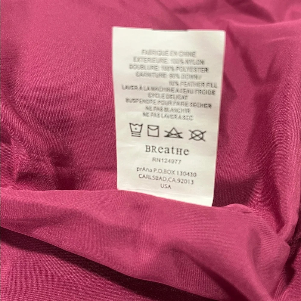 Prana Women’s Fuchsia Quilted Vest • Size M • Lightweight Puffer